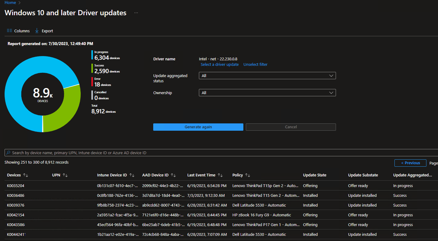 Using Intune driver and firmware management to update your devices