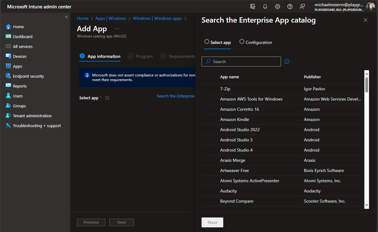 Enterprise App catalog now available in Intune Suite
